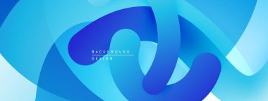 Soyut mavi katmanlar akışkan şekiller yaratır. Yumuşak eğimler derinliği, modern tasarım elementlerini gösteriyor. Minimum metin arkaplan tasarımı okur.