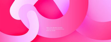 Soyut pembe arka plan. Üst üste binen şekiller akışkan ve modern tasarım yaratır. Yumuşak eğimler, pürüzsüz geçişler görsel ahenk sunar.