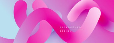 Soyut pembe kurdeleler açık mavi arka planda akıyor. Modern tasarım pürüzsüz, dinamik görsel efekt yaratır. Basit, zarif bir kompozisyon..