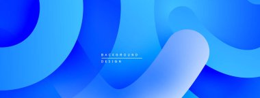 Soyut mavi arkaplan. Üst üste binen şekiller akışkan ve modern tasarım yaratır. Dereceli gölgeler derinlik ve görsel ilgi sunar.