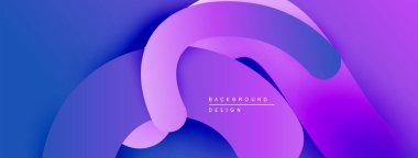 Soyut katmanlar örtüşüyor, sıvı mor, mavi gradyanlar yaratıyor. Modern tasarım hareketi çağrıştırıyor, derinliği. Minimalist estetik giysiler.