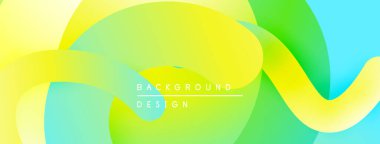 Soyut sıvı şekilleri sarı, yeşil, turkuaz renkleri harmanlıyor. Pürüzsüz gradyanlar dinamik görsel akış yaratır. Modern tasarım ögesi.