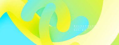 Soyut sıvı şekiller, canlı renklerin karışımı. Sarı, turkuaz, yeşil dinamik bileşim yaratır. Modern tasarım ögesi.