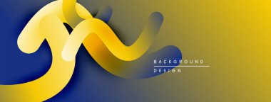 Soyut akan kurdeleler, koyu mavi üzerine sarı renkler, altın arka plan. Sunumlar için modern tasarım ögesi.