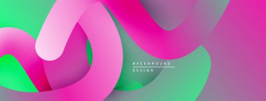 Soyut akan kurdeleler, canlı pembeler, yeşiller, morlar. Modern tasarım, pürüzsüz gradyanlar dinamik görsel doku oluşturur.