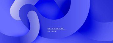 Soyut mavi katmanlar akışkan şekiller yaratır. Dereceli gölgeler derinlik sunar, modern estetik. Minimalist tasarım uygun arka planlar.