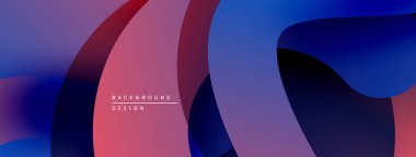 Soyut sıvı şekiller, canlı renklerin karışımı. Modern tasarım, pürüzsüz eğimler dinamik kompozisyon yaratır. Arkaplan özellikleri üst üste gelen eğriler.