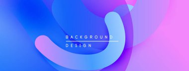 Soyut sıvı şekiller harmanlanır ve canlı bir zemin oluşturur. Mavi, mor renkler modern estetik sunarak tasarıma hükmediyor..