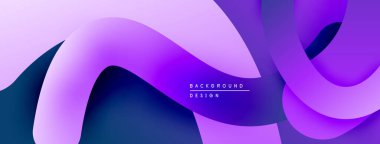 Soyut sıvı şekiller, mor renkler tasarımda baskın. Pürüzsüz gradyanlar dinamik görsel akış yaratır. Modern arkaplan ögesi.