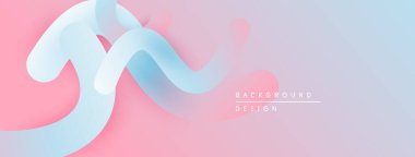 Soyut akışkan kurdeleler, pembe ve mavi renkler, yumuşak eğimler. Minimalist tasarım, modern estetik, arkaplan ögesi.