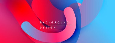 Soyut sıvı şekilleri örtüşür ve canlı renk değişimleri yaratır. Pembe, kırmızı, mavi renkler tasarımda baskın. Metin arkaplan tasarımı okur.