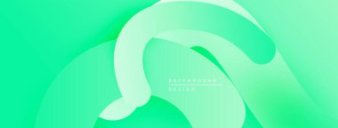 Soyut yeşil arkaplan. Pürüzsüz akış şekilleri dinamik görsel efektler yaratır. Gradyan gölgeler modern estetik sunuyor. Minimalist tasarım.