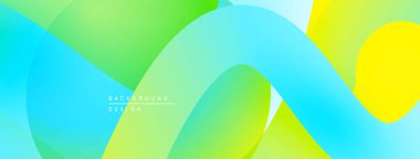 Soyut sıvı şekiller, canlı renklerin karışımı. Modern tasarım, pürüzsüz eğimler dinamik kompozisyon yaratır. Hafif, havadar.