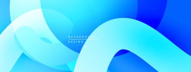 Soyut mavi tasarım. Düz eğriler, modern estetik sunan dinamik katmanlar yaratır. Gradyan gölgeler görsel derinliği artırır.