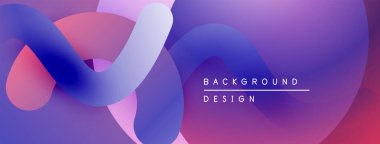 Soyut sıvı şekiller, canlı mor renkler, modern tasarım. Gradyan renkler arka planlar için uygun dinamik bileşim oluşturur.