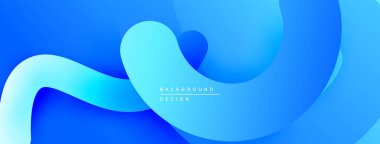 Soyut mavi arkaplan. Düz şekiller, dinamik akış oluşturur. Gradyan gölgeler görsel derinlik, modern estetik sunar.