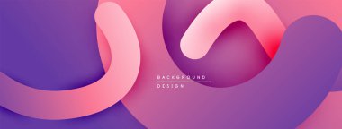 Soyut sıvı şekilleri örtüşür, canlı mor, pembe renkler yaratır. Modern tasarım hareket, derinlik, pürüzsüz geçişler öneriyor.
