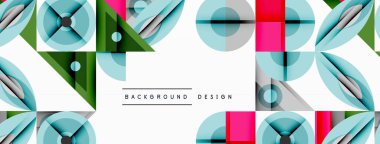 Soyut geometrik desen. Üst üste binen şekiller modern, renkli tasarım yaratır. Açık mavi, pembe, yeşil aksanlı minimalist bir tarz..