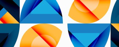 Soyut geometrik desen. Mavi, turuncu renkler harmanlanarak modern görsel doku oluşturur. Şekiller tekrarlanıyor, kusursuz dizayn oluşturuluyor.