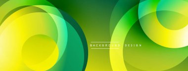 Soyut yeşil sarı eğimli daireler kesişiyor. Modern tasarım dinamik görsel efekt yaratır. Çeşitli projeler için uygun arkaplan.
