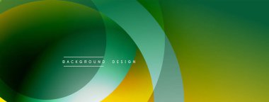 Soyut arkaplan özellikleri üst üste binen daireler, gradyanlar. Renkler yeşilden sarıya geçiyor. Modern tasarım ögesi.