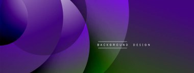 Soyut mor, yeşil eğimli. Üst üste binen daireler dinamik görsel efekt yaratır. Sancaklar ve arka planlar için modern tasarım uygun.
