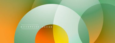 Soyut gradyan şekiller çakışıyor. Renkler turuncu, yeşil, sarı. Arkaplan ve sunumlar için modern tasarım ögesi.