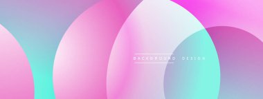 Soyut çemberler çakışıyor, yumuşak eğimler yaratıyor. Pembe, mavi renkler dizaynın hakimi. Minimalist estetik, modern his. Arkaplan metni arkaplan tasarımı okur.