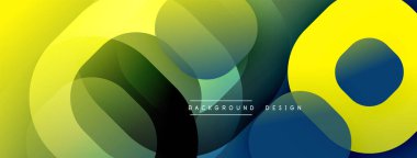 Soyut tasarım özellikleri üst üste binen renkli daireler, gradyanlar. Sarı, yeşil, mavi renkler dinamik görsel efekt yaratır. Modern arkaplan ögesi.