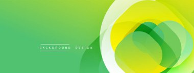 Soyut yeşil arkaplan. Üst üste binen daireler dinamik görsel akış yaratır. Modern tasarım elementleri enerji, büyüme, tazelik öneriyor.
