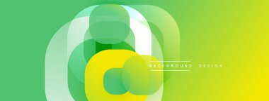 Soyut yeşil arkaplan. Üst üste binen daireler dinamik görsel efekt yaratır. Modern tasarım elementleri pürüzsüz eğimler sunar.