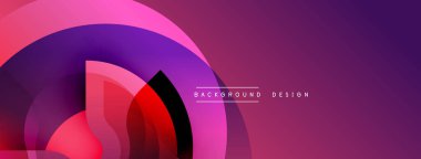 Soyut eğimler katmanlı daireler oluşturur. Pembe, mor, kırmızı renkler düzgün bir şekilde harmanlanır. Arkaplan ve sunumlar için modern tasarım ögesi.