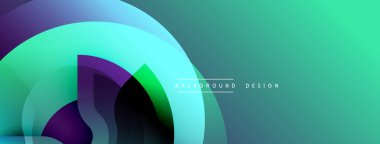 Soyut şekiller örtüşüyor, canlı deniz mavisi ve mor renkler yaratıyor. Modern tasarım akıcılık, hareket ve yenilik öneriyor. Mevcut en küçük metin.