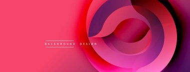 Soyut pembe tasarım, üst üste binen daireler, gradyanlar. Sancaklar ve sunumlar için modern arka plan uygun. Canlı, dinamik bileşim.