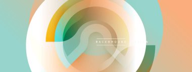 Soyut tasarım üst üste binen dairesel katmanlar içerir. Yumuşak pastel renkler çağdaş estetik dalgalar yaratır. Minimalist kompozisyon, nazik eğimler.