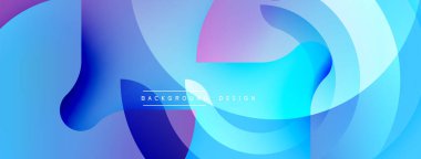 Soyut sıvı şekiller, canlı maviler, morlar, turkuaz. Üst üste binen katmanları, pürüzsüz eğimleri ve dinamik bileşimi olan modern tasarım.