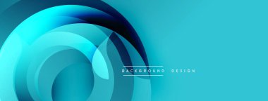 Soyut mavi katmanlar dinamik görsel akış yaratır. Modern tasarım elementleri teknoloji, yenilik ve derinlik öneriyor. Temiz estetik.