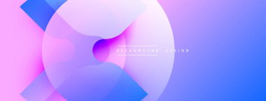 Soyut arkaplan, üst üste binen daireler, canlı mor, mavi renkler. Modern tasarım ögesi, pürüzsüz gradyanlar dinamik görsel efekt yaratır.