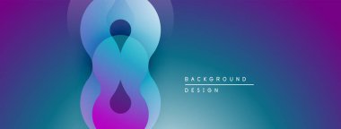 Soyut sıvı şekilleri mor, mavi renkleri harmanlıyor. Modern tasarım öğesi hareket ve derinlik öneriyor. Minimum metin arkaplan tasarımı okur.