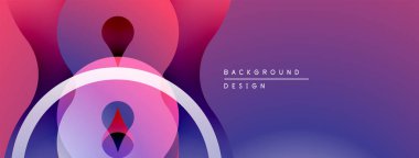 Soyut arkaplan özellikleri üst üste binen şekiller, canlı mor renkler, pürüzsüz gradyanlar. Dijital projeler için modern tasarım ögesi.