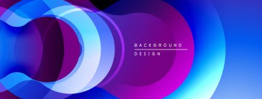 Soyut akışkan şekiller, canlı mor, mavi gradyanlar. Arka planlar ve sunumlar için modern tasarım öğesi. Düz eğriler dinamik görsel efekt yaratır.
