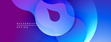 Soyut sıvı şekilleri, canlı mor, mavi gradyanlar. Modern tasarım, dinamik kompozisyon, pürüzsüz geçişler. Dijital projeler için arkaplan ögesi.