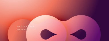 Soyut şekiller canlı renkleri harmanlarlar. Gradyan renkler akış biçimleri yaratır, hareket, derinlik, modern tasarım elementleri önerir.