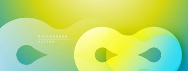 Soyut eğim arkaplanı. Pürüzsüz şekiller örtüşür, dinamik görsel efekt yaratır. Sarı, yeşil, mavi renkler kusursuz bir şekilde harmanlanır. Modern tasarım ögesi.