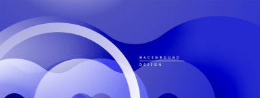 Soyut mavi tasarım, üst üste binen kıvrımlı şekiller. Gradyan gölgeler derinlik yaratır, modern estetik. Mevcut en küçük metin.