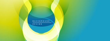 Soyut canlı tasarım katmanlı daireler, gradyanlar içerir. Sarı geçişler yeşile, sonra da maviye. Modern, dinamik kompozisyon.