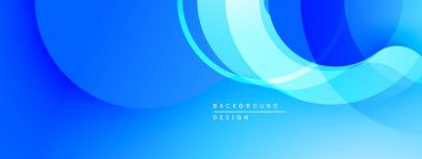 Soyut mavi arkaplan. Düz eğriler dinamik akış yaratır. Modern tasarım elementleri teknoloji ve yenilik öneriyor. Minimalist estetik.