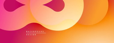 Soyut gradyan şekiller örtüşür, canlı sıcak renk şeması oluşturur. Tasarım pürüzsüz geçişler ve modern estetik içeriyor..
