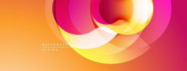 Soyut enerjik tasarım. Turuncu, sarı, pembe renk karışımı. Dairesel şekiller dinamik görsel efektler yaratır. Modern arkaplan ögesi.