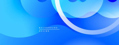 Soyut mavi arkaplan tasarımı. Yumuşak eğimler akışkan şekiller yaratır, modern estetik. En küçük metin amacını belirtir.